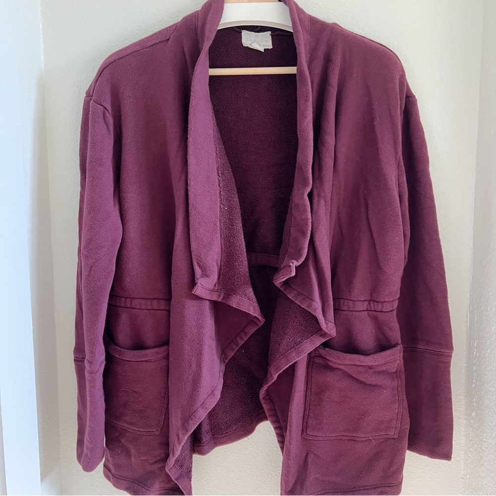 Caslon Red Waterfall Sweatshirt Cardigan M